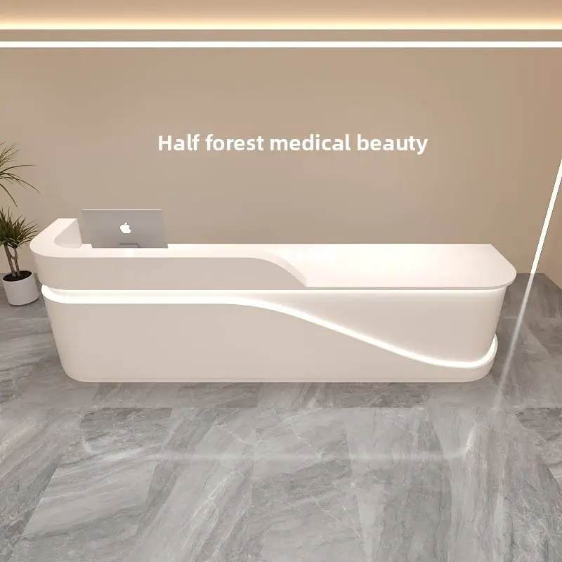 Modern Wood Design Reception Desk for Beauty Salon Dental Clinic Dance Training Classes Company Front Desk-for Schools Hospitals — image 4