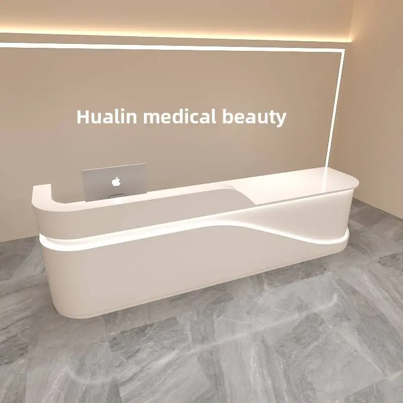 Modern Wood Design Reception Desk for Beauty Salon Dental Clinic Dance Training Classes Company Front Desk-for Schools Hospitals — image 5