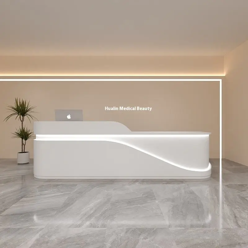 Modern Wood Design Reception Desk for Beauty Salon Dental Clinic Dance Training Classes Company Front Desk-for Schools Hospitals — image 7