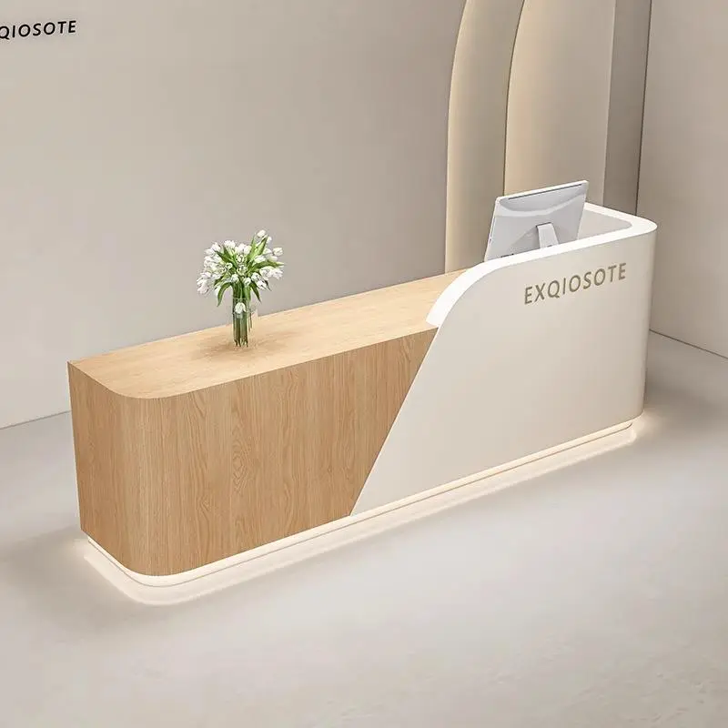 Modern Luxury Wood Reception Desk for Commercial Spaces-Durable Eco-Friendly Design for Hotels Offices Shops & Malls — image 3