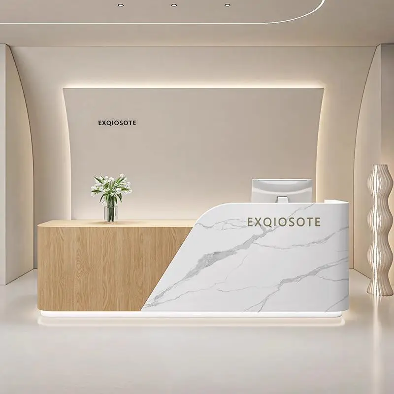 Modern Luxury Wood Reception Desk for Commercial Spaces-Durable Eco-Friendly Design for Hotels Offices Shops & Malls — image 5