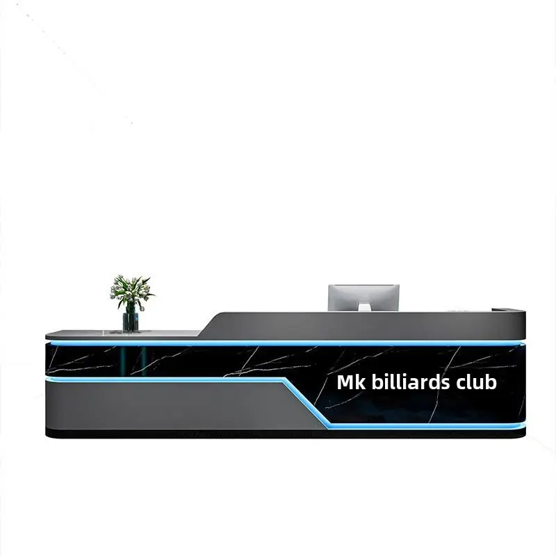 Modern Luxury Reception Desk LED Light Wood Material for Hotel Mall Hospital Gym Internet Cafe Club-Eco-Friendly Durable Design — image 7