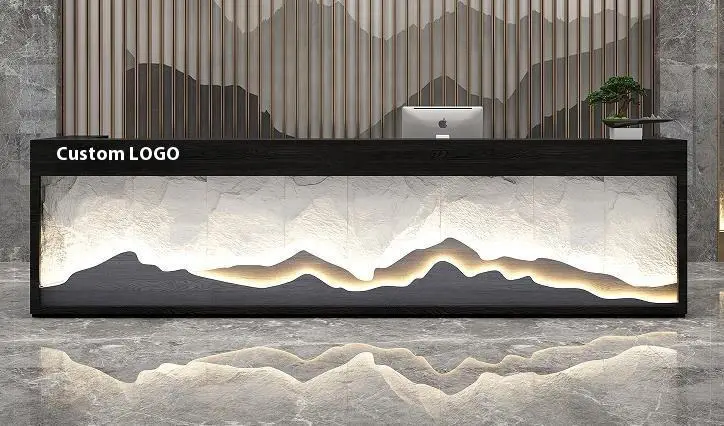 Modern Chinese Retro Wood Reception Desk for Restaurant Bar Hotel Spa Club and Hospital Front Desk/Cashier Counter — image 5