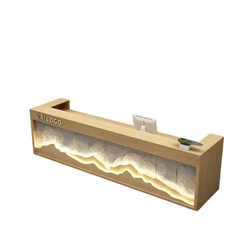 Modern Chinese Retro Wood Reception Desk for Restaurant Bar Hotel Spa Club and Hospital Front Desk/Cashier Counter — image 6