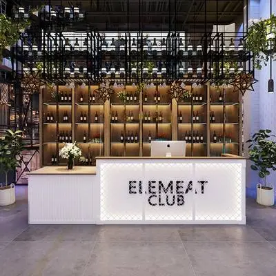 Modern Retro Industrial Wood Reception Desk Grid Counter Table for Coffee Shops Bar Barbecue Restaurants Front Desks Design — image 6