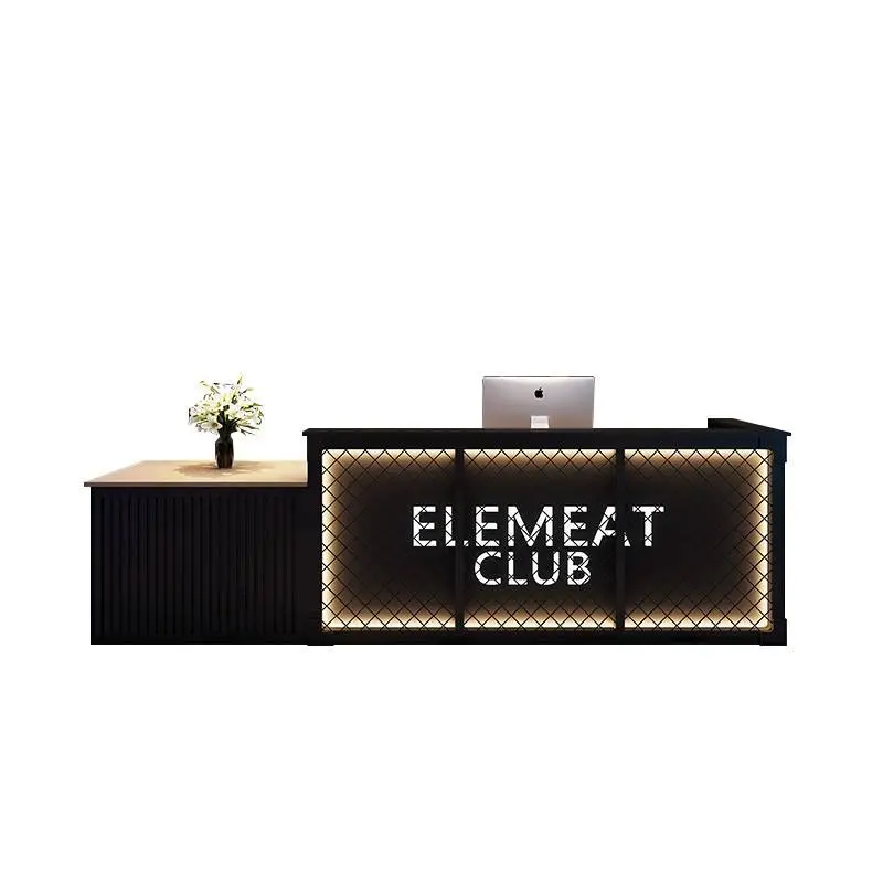 Modern Retro Industrial Wood Reception Desk Grid Counter Table for Coffee Shops Bar Barbecue Restaurants Front Desks Design — image 7