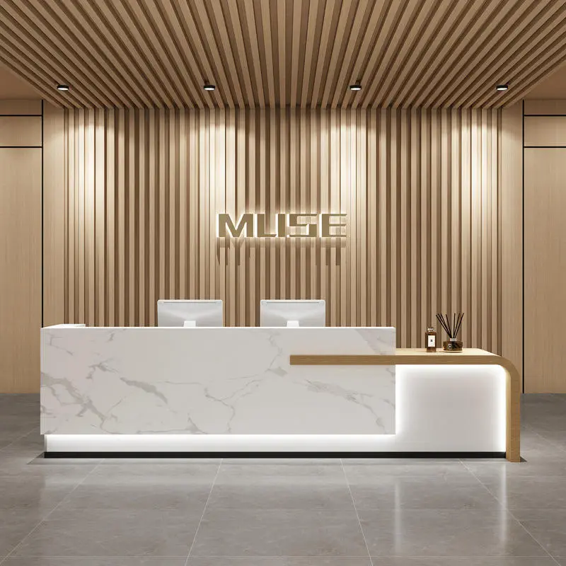 Luxury Modern Office Reception Desk for Salon Spa Beauty Area Shopping Mall Front Desk or Cashier Desk Made of Wood — image 3