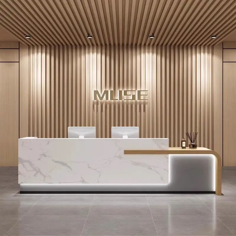 Luxury Modern Office Reception Desk for Salon Spa Beauty Area Shopping Mall Front Desk or Cashier Desk Made of Wood — image 5