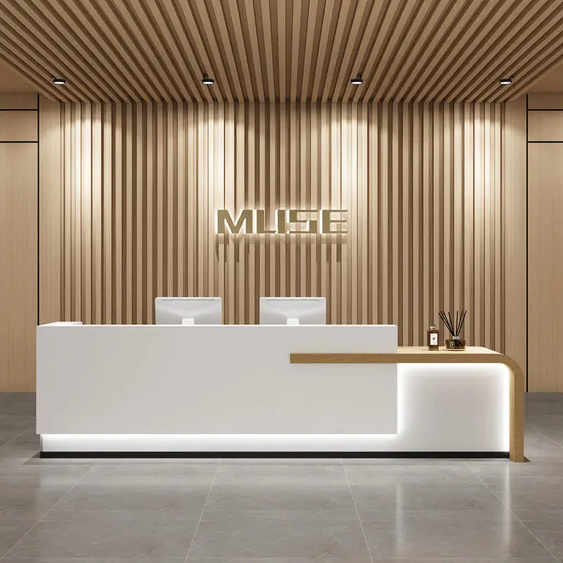 Luxury Modern Office Reception Desk for Salon Spa Beauty Area Shopping Mall Front Desk or Cashier Desk Made of Wood — image 6