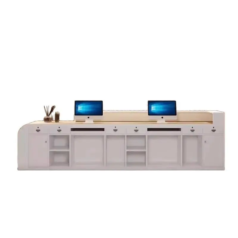 Luxury Modern Office Reception Desk for Salon Spa Beauty Area Shopping Mall Front Desk or Cashier Desk Made of Wood — image 7