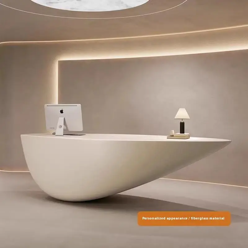 Special-Shaped Fiberglass Foldable Stain-Resistant Durable Baking Varnish Front Desk for Hotels Hospitals Malls Company — image 5