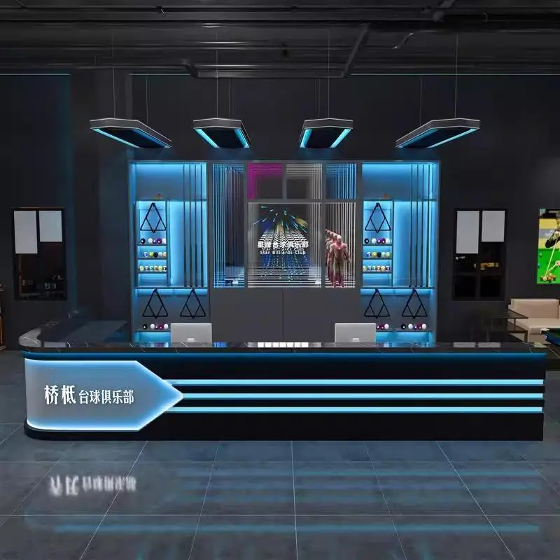 Industrial-Style Bar Cashier Counter for Hotels Internet Cafes Fitness Reception-for Billiards Halls Esports Schools/Hospitals — image 3