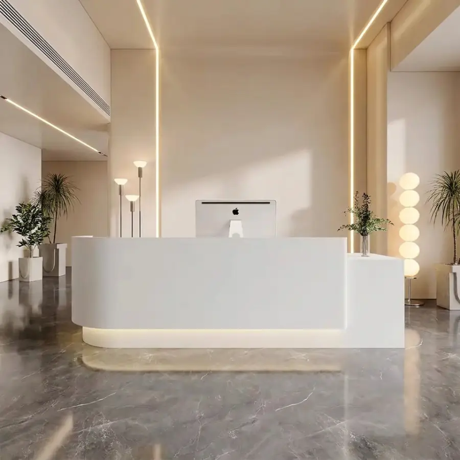 Luxury Modern Durable HDF Eco-Friendly Hotel Front Desk with Storage Cabinet Reception Desk for Mall Hospital & Home Bar — view 1