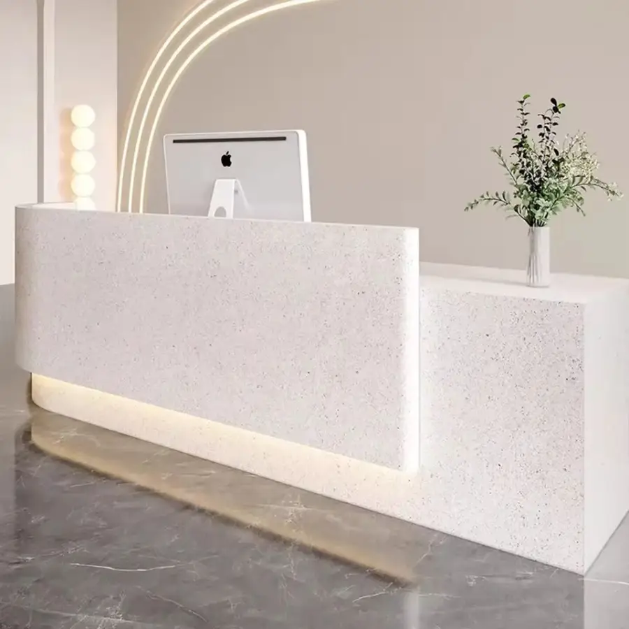 Luxury Modern Durable HDF Eco-Friendly Hotel Front Desk with Storage Cabinet Reception Desk for Mall Hospital & Home Bar — image 5
