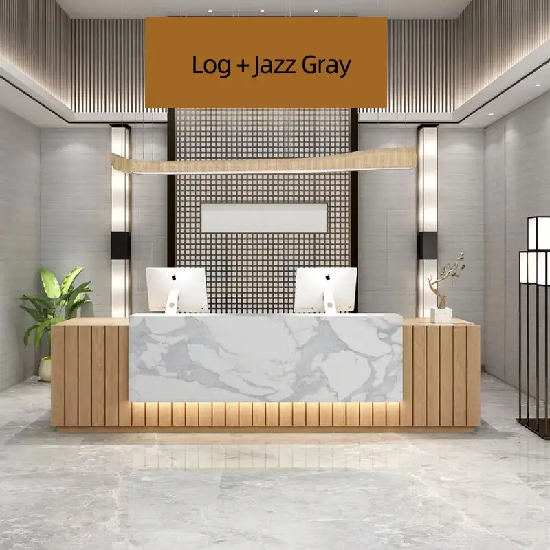 HighEnd Modern Faux Marble Reception Desk for Hotel Hospital School Beauty Salon Commercial Use with Eco-Friendly Design — image 4
