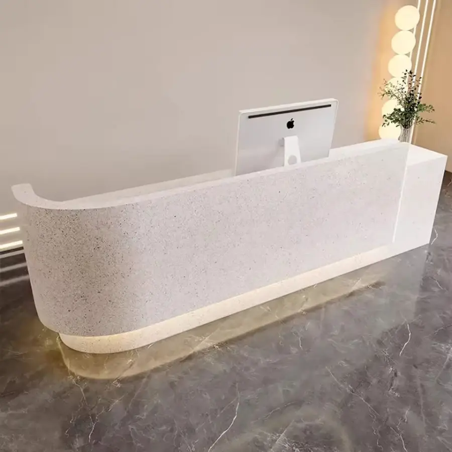 Luxury Modern Durable HDF Eco-Friendly Hotel Front Desk with Storage Cabinet Reception Desk for Mall Hospital & Home Bar — image 6