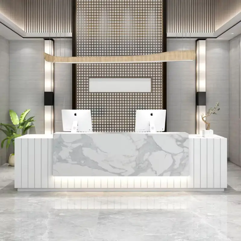 HighEnd Modern Faux Marble Reception Desk for Hotel Hospital School Beauty Salon Commercial Use with Eco-Friendly Design — image 5