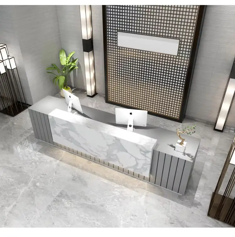 HighEnd Modern Faux Marble Reception Desk for Hotel Hospital School Beauty Salon Commercial Use with Eco-Friendly Design — image 7