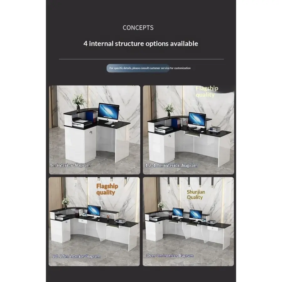 Modern L-Shaped Commercial Reception Desk for Hotel School Hospital Office-HDF Material with Drawers & Lock — image 4