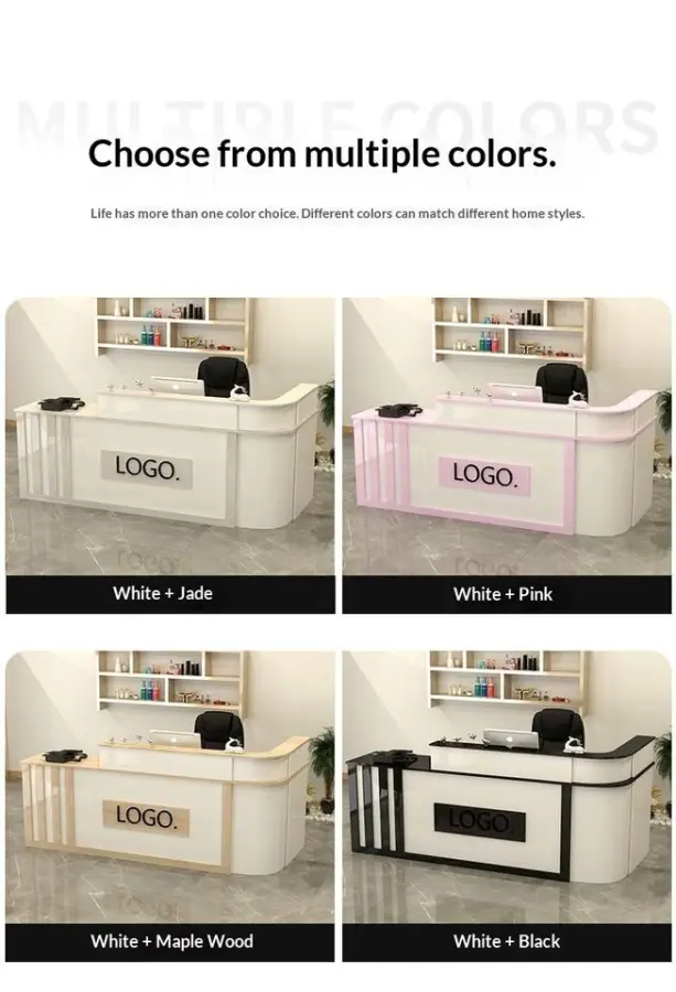 Modern L-Shaped Commercial Reception Desk for Hotel School Hospital Office-HDF Material with Drawers & Lock — image 7