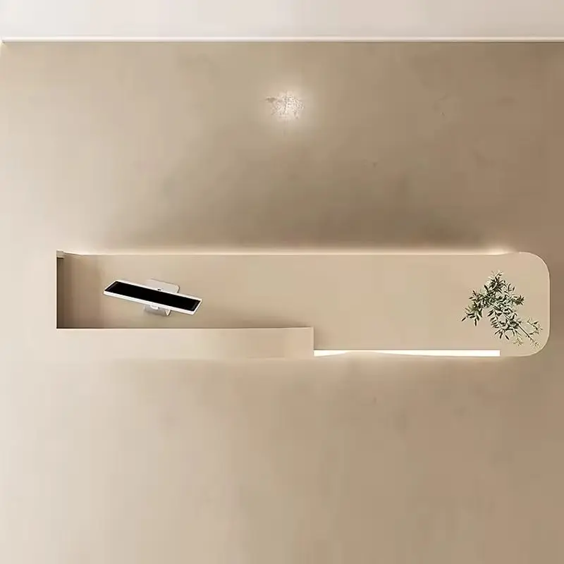 Modern Oblong Reception Desk Commercial Office Furniture Minimalist Style Eco-Friendly LED Light Hotel School Mall Foldable — image 6