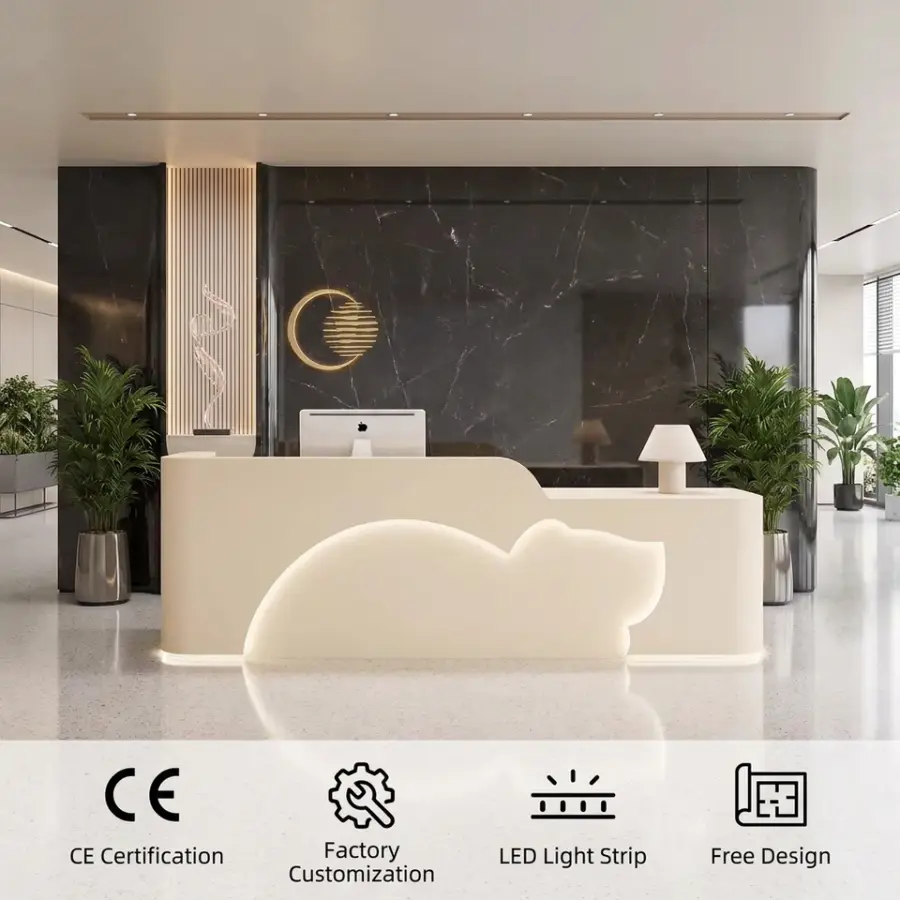 Custom LED Light Reception Counter with Irregular Wave Design Multi-Color & Size Customizable — view 1