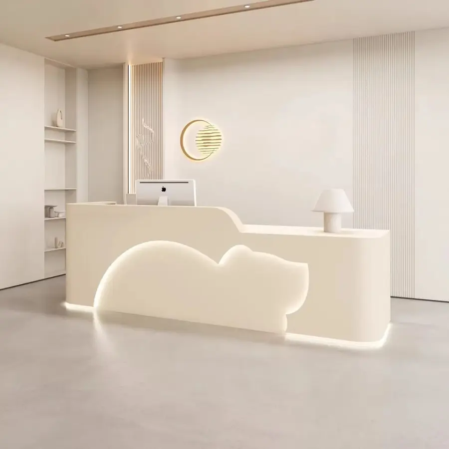 Custom LED Light Reception Counter with Irregular Wave Design Multi-Color & Size Customizable — image 3