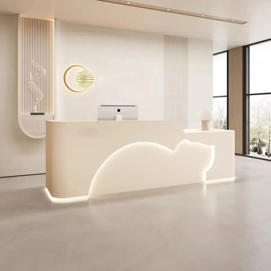Custom LED Light Reception Counter with Irregular Wave Design Multi-Color & Size Customizable — image 4