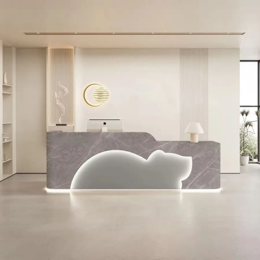 Custom LED Light Reception Counter with Irregular Wave Design Multi-Color & Size Customizable — image 5
