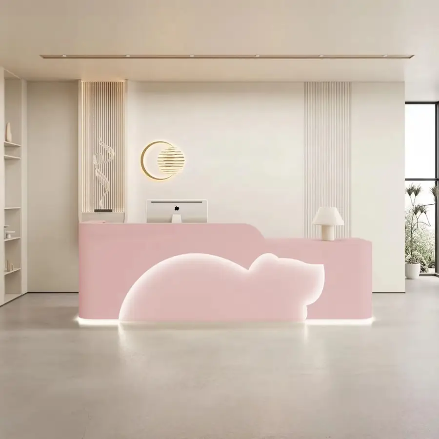 Custom LED Light Reception Counter with Irregular Wave Design Multi-Color & Size Customizable — image 6