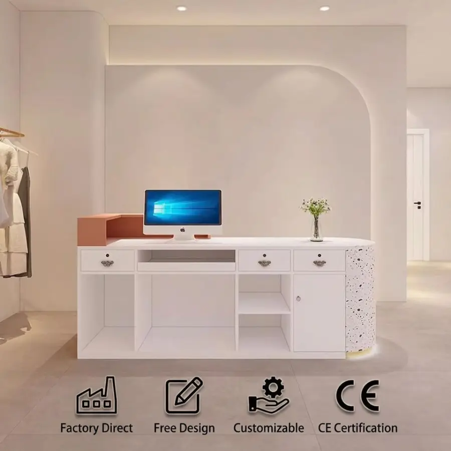 Eco Friendly Durable Wood Square Front Counter Modern Office Reception Table for Hotel Lobby Enterprise Office — view 2