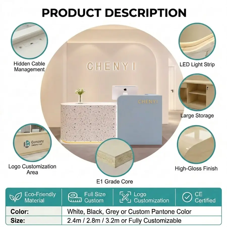 Eco Friendly Durable Wood Square Front Counter Modern Office Reception Table for Hotel Lobby Enterprise Office — view 3