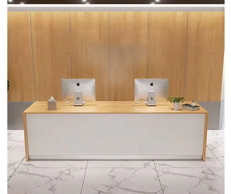 Custom Modern Minimalist Rectangular Reception Desk Multi-Color Front Desk for Office Beauty Salon Boutique — view 1