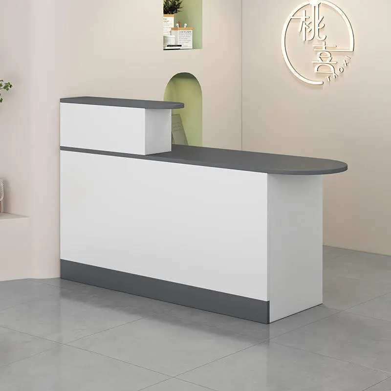 Custom Minimalist Wood Reception Desk Modern Front Desk for Clothing Shop Salon Office Boutique — image 4