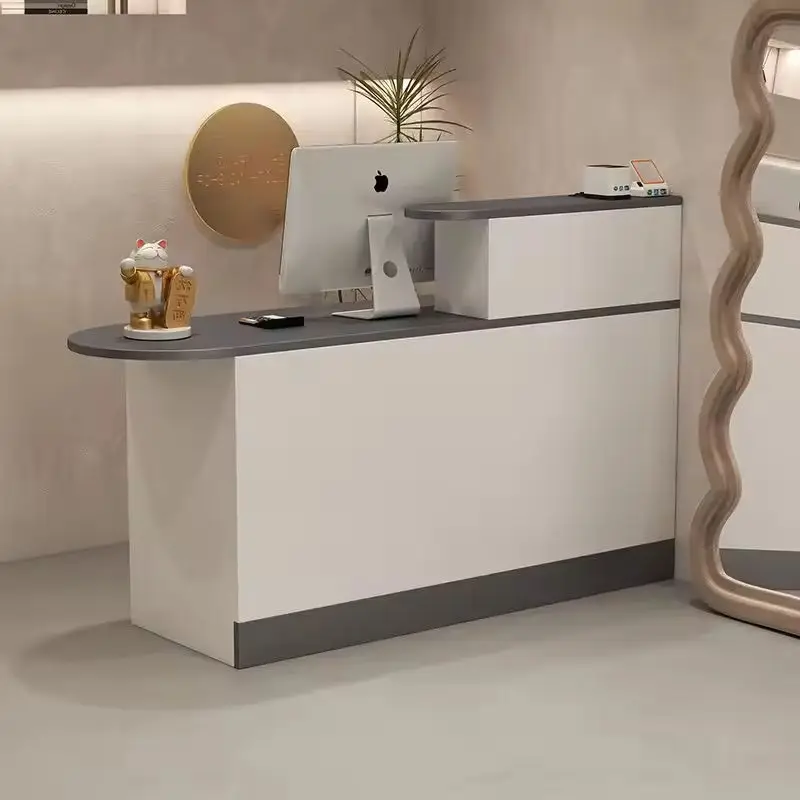 Custom Minimalist Wood Reception Desk Modern Front Desk for Clothing Shop Salon Office Boutique — image 5