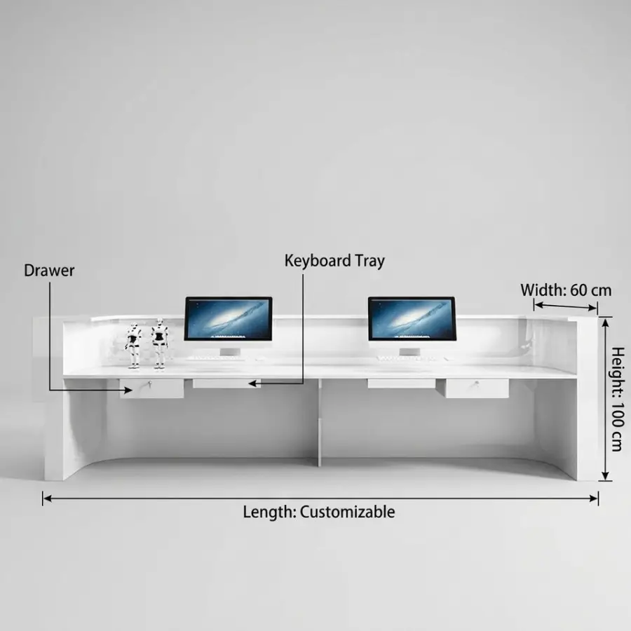 Modern MDF Reception Desk With Led Light for Beauty Salon Nail Salon Hotel Office Building Training Institution Front Desk — image 7
