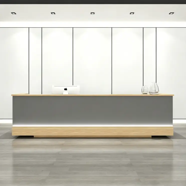 Modern Minimalist Reception Desk with Custom Logo LED Light Front Desk for Corporate Building Company Lobby — view 1