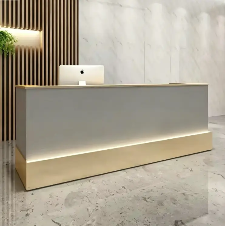 Modern Minimalist Reception Desk with Custom Logo LED Light Front Desk for Corporate Building Company Lobby — image 3