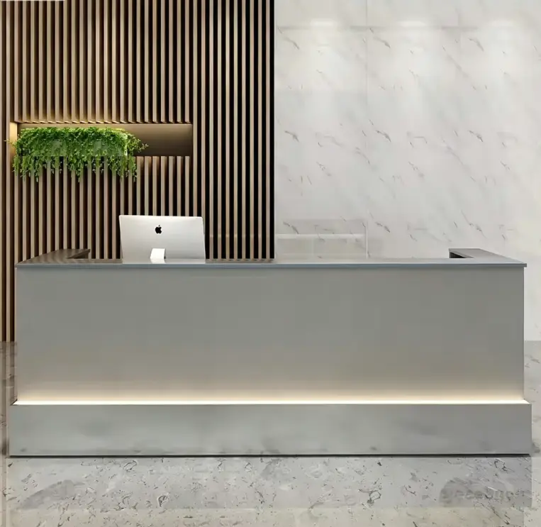 Modern Minimalist Reception Desk with Custom Logo LED Light Front Desk for Corporate Building Company Lobby — image 4