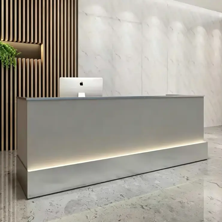 Modern Minimalist Reception Desk with Custom Logo LED Light Front Desk for Corporate Building Company Lobby — image 5