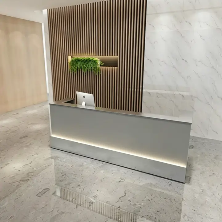 Modern Minimalist Reception Desk with Custom Logo LED Light Front Desk for Corporate Building Company Lobby — image 6