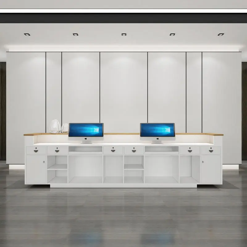 Modern Minimalist Reception Desk with Custom Logo LED Light Front Desk for Corporate Building Company Lobby — image 7