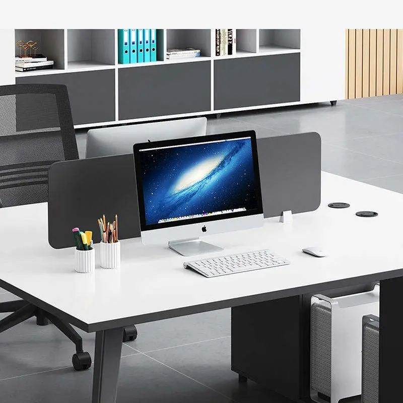 Simple Modern PVC Office Desk Chair Combination Screen Staff Four-person 4-seater Cubicle Fireproof Cable Box Minimalist Design — image 5