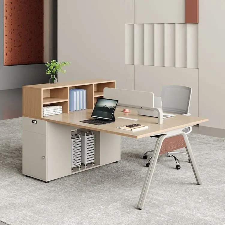Staff Office Desk Modern Minimalist Home Office Workstation Four Six People Storage Side Cabinet Cable Box PVC Material Qian — image 3