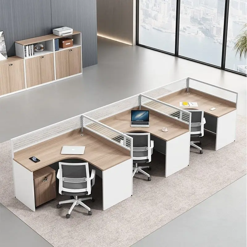 Qian Yang QY-YJ-83 Custom Modern Minimalist Office Desk Four-person Computer Desk Chair Combination 2/4/6-person Desk — image 3