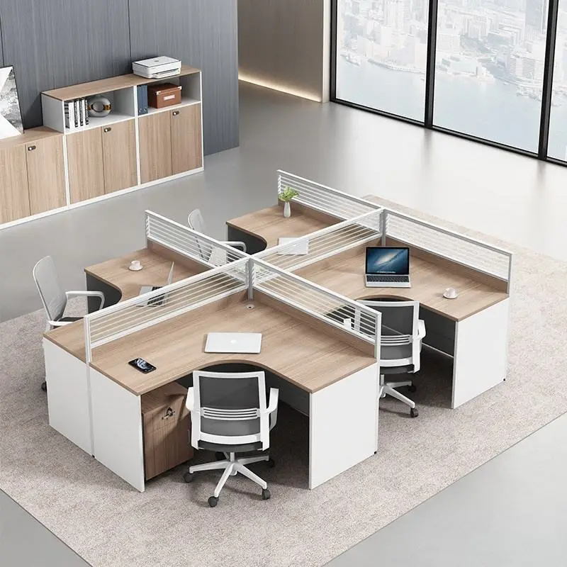 Qian Yang QY-YJ-83 Custom Modern Minimalist Office Desk Four-person Computer Desk Chair Combination 2/4/6-person Desk — image 4