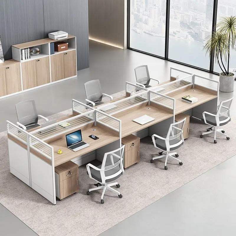 Qian Yang QY-YJ-83 Custom Modern Minimalist Office Desk Four-person Computer Desk Chair Combination 2/4/6-person Desk — image 5