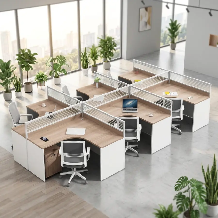 Qian Yang QY-YJ-83 Custom Modern Minimalist Office Desk Four-person Computer Desk Chair Combination 2/4/6-person Desk — image 6