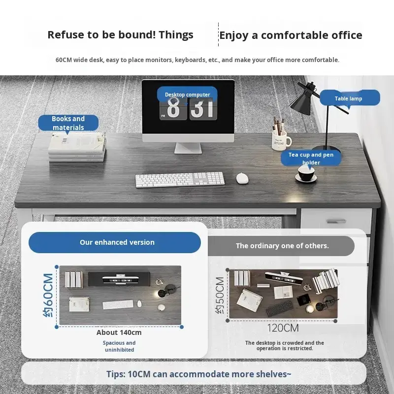 Modern Convertible Office Desk Premium Furniture Durable Build Eco-Friendly Spacious Work Surface Storage Home Offices Corporate — image 3