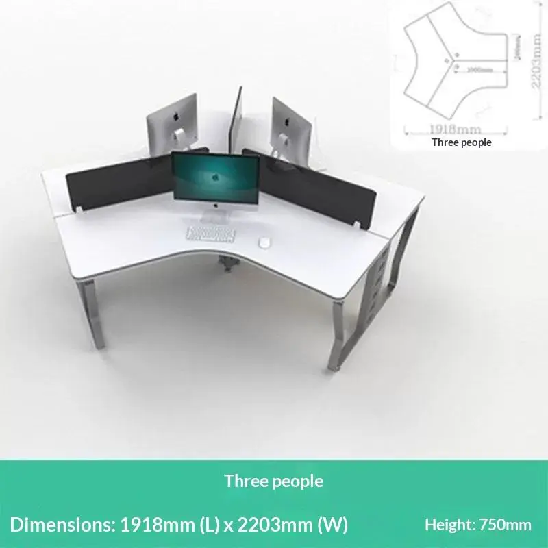 Three-Person/Six-Person Durable Modern Staff Computer Desk Removable Combination Screen Cable Box PVC MDF Commercial Off — view 6
